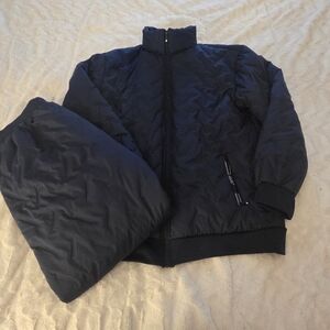Black Quilted Jacket and Pants Set Men's
